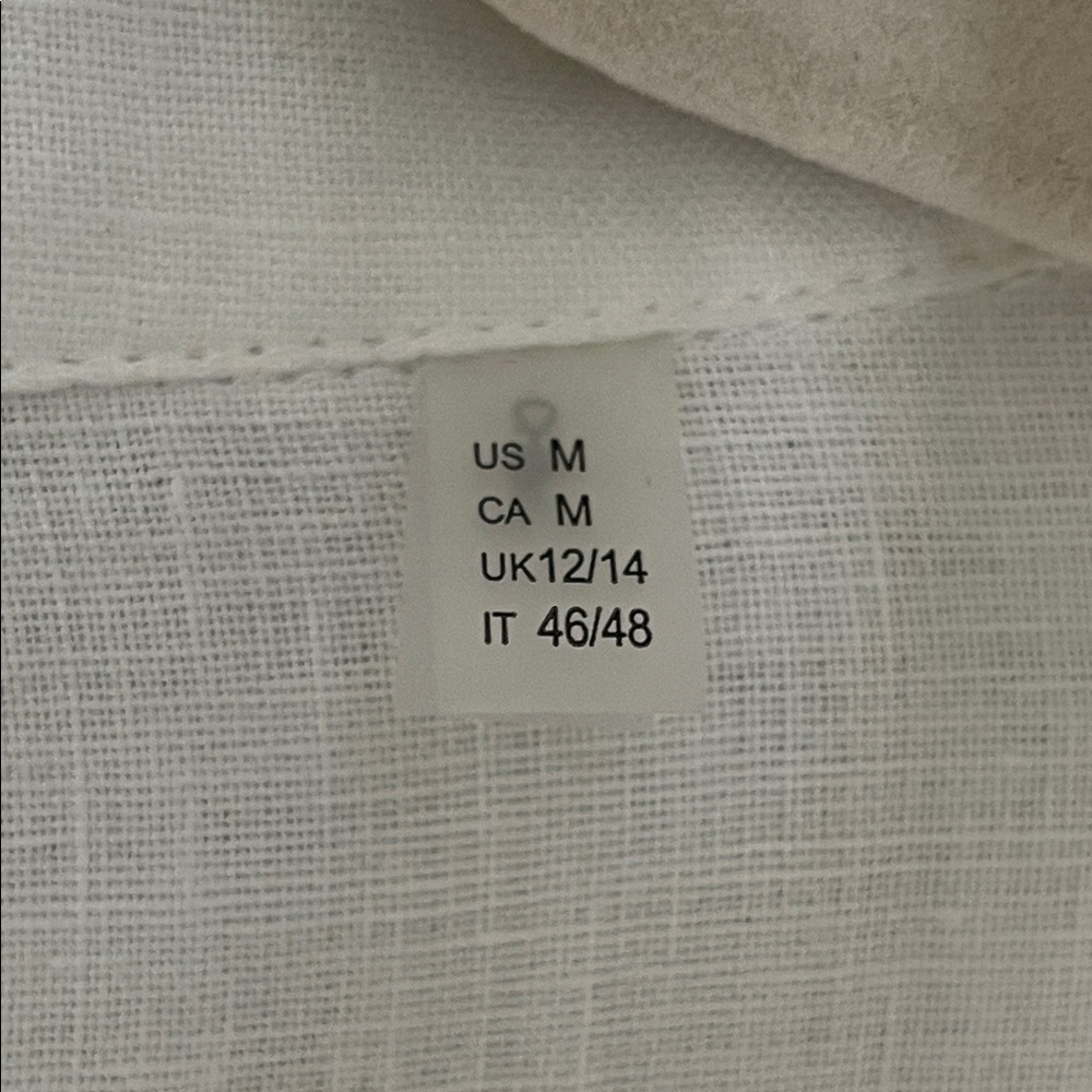 Elie Tahari white linen embroidered button down shirt size medium - Picture 7 of 15